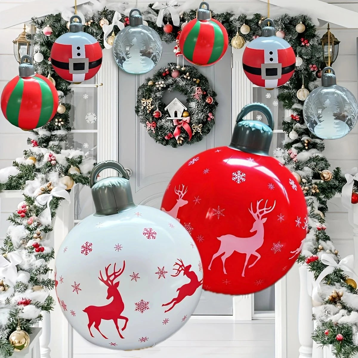 60cm Giant Luminous Inflatable Christmas Ball With No Lights Pvc Outdoor Xmas Decoration Ball Holiday Yard Lawn Porch Decor 2025
