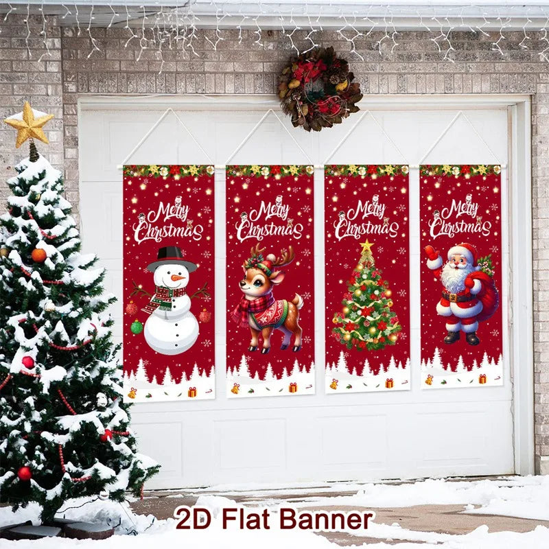 4pcs Christmas Hanging Flag Oranment Christmas Decorations for Home 2025 Xmas Hanging Pendant Navidad Noel Gifts New Year 2026