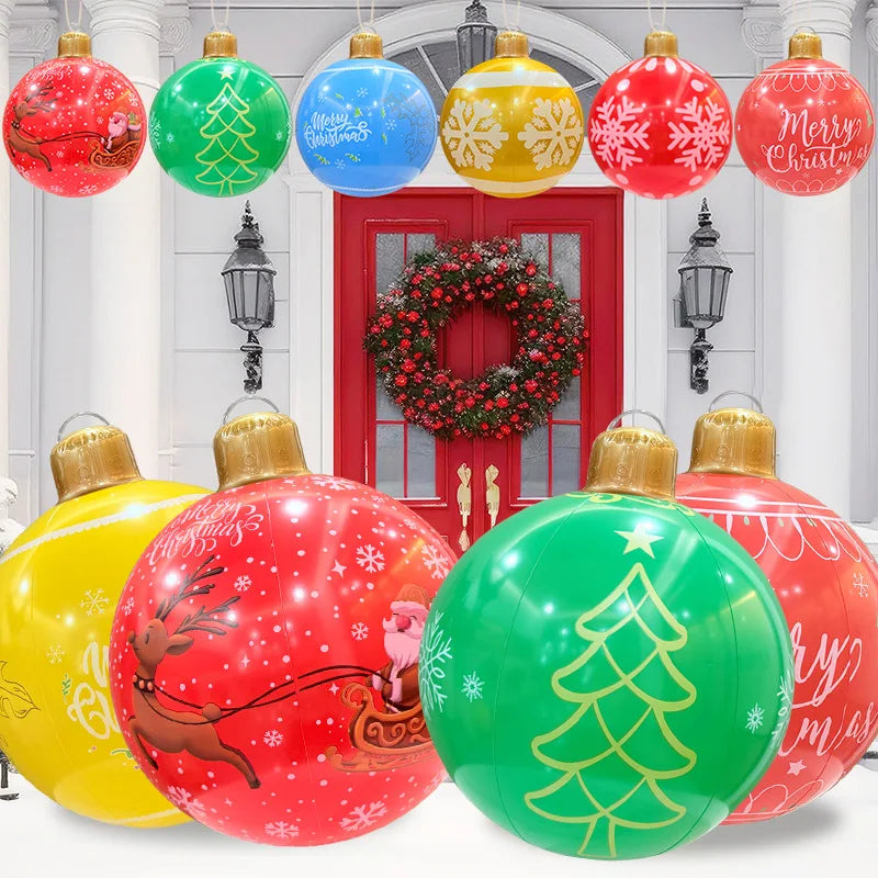 60cm Giant Luminous Inflatable Christmas Ball With No Lights Pvc Outdoor Xmas Decoration Ball Holiday Yard Lawn Porch Decor 2025