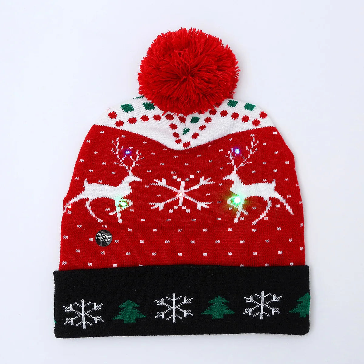 Newest 2/1PC LED Christmas Knitted Hat Light Up Xmas Beanie Cap Unisex Winter Beanie Sweater Hat Colorful LED Christmas New Year