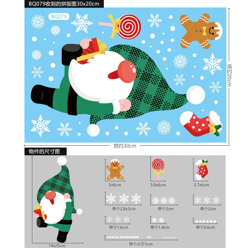 Christmas Window Clings Stickers Holiday Snowflake Santa Claus Reindeer Decals Xmas Decals Window Stickers Christmas Decorations
