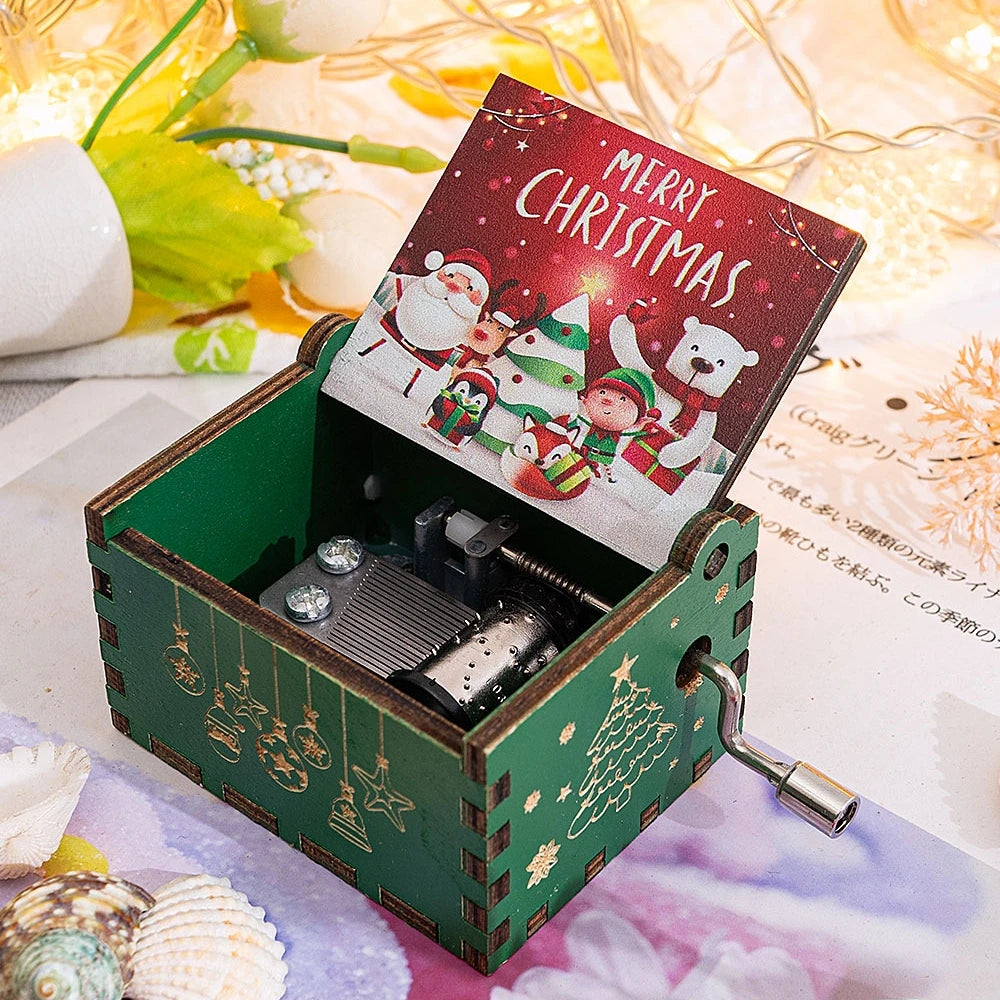Christmas Halloween Music Box, Wooden Hand Crank Music Box, Merry Christmas, Birthday Present, Special Festival Home Decoration