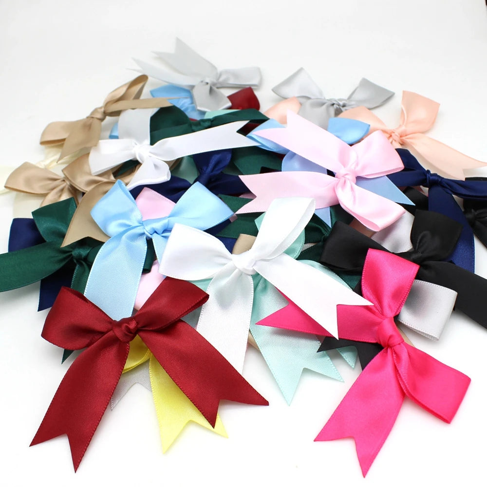30pcs/lot 85mm ribbon bow craft bow pink white floral gift tie wedding decoration bow DIY birth party baking decoration