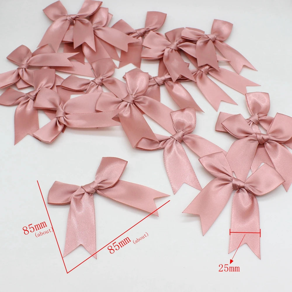 30pcs/lot 85mm ribbon bow craft bow pink white floral gift tie wedding decoration bow DIY birth party baking decoration