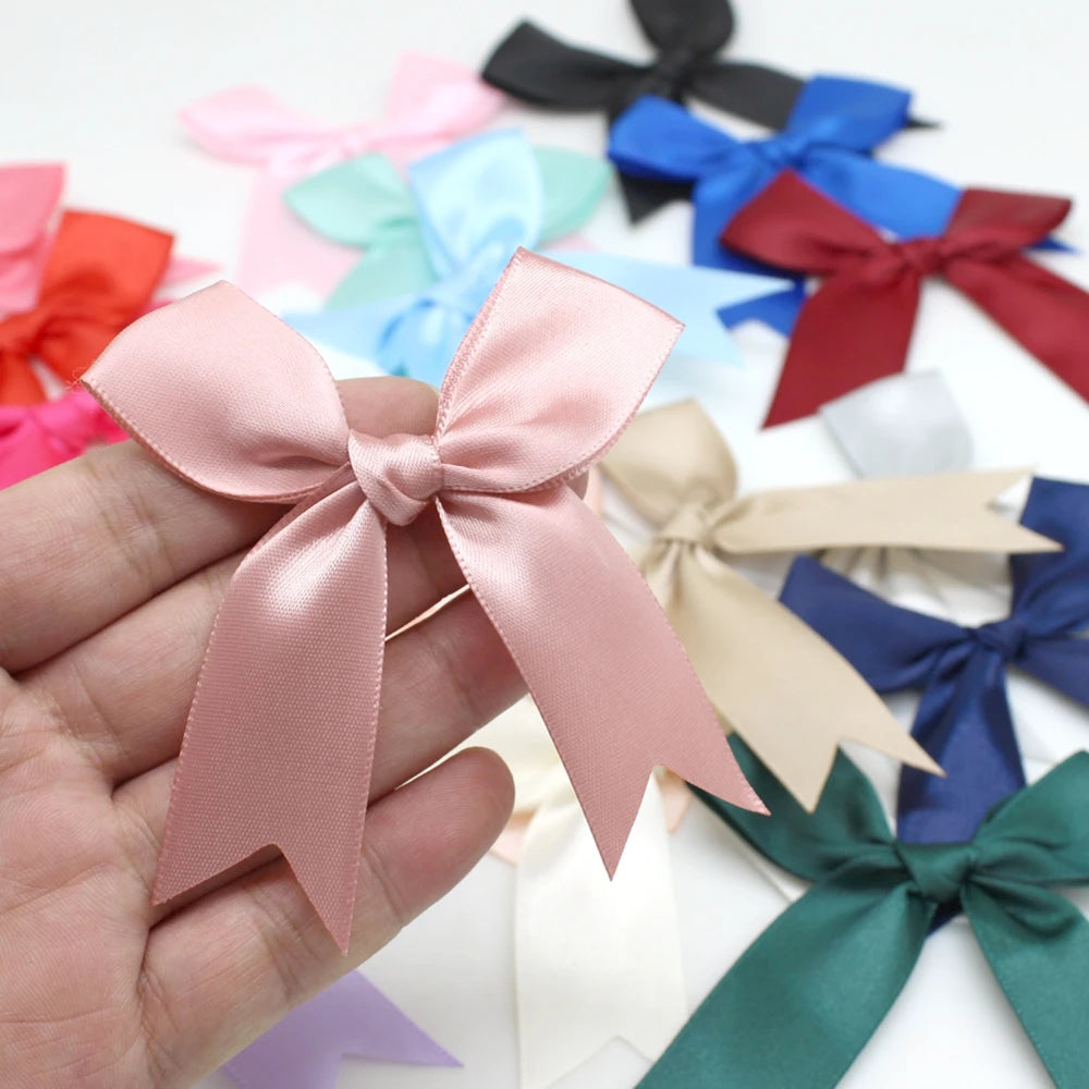 30pcs/lot 85mm ribbon bow craft bow pink white floral gift tie wedding decoration bow DIY birth party baking decoration
