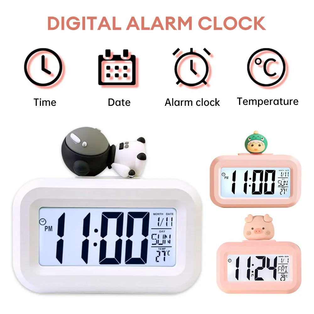 LED Digital Alarm Clock Date Week Temperature Display Electronic Table Clock Table Clock Battery Powered Snooze Clock Home Decor
