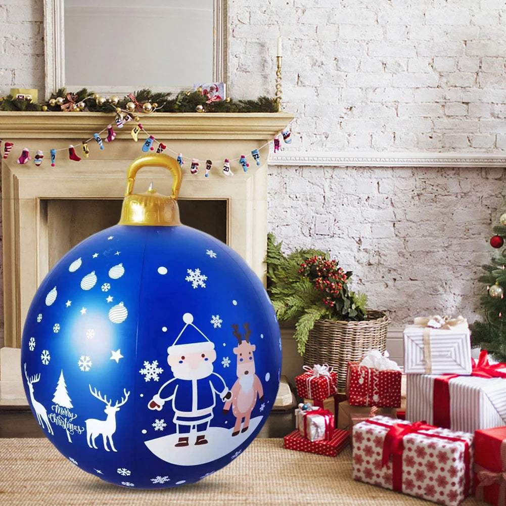 60cm Giant Inflatable Christmas Balls PVC Giant Big Large Balls Xmas Tree Decorations Toy Outdoor Xmas Holiday Yard Lawn Balls