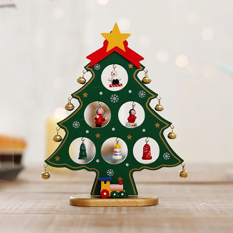 Wooden Christmas Tree Desktop Ornament DIY Mini Christmas Tree Decorations Window Display Ornament adornos navideños