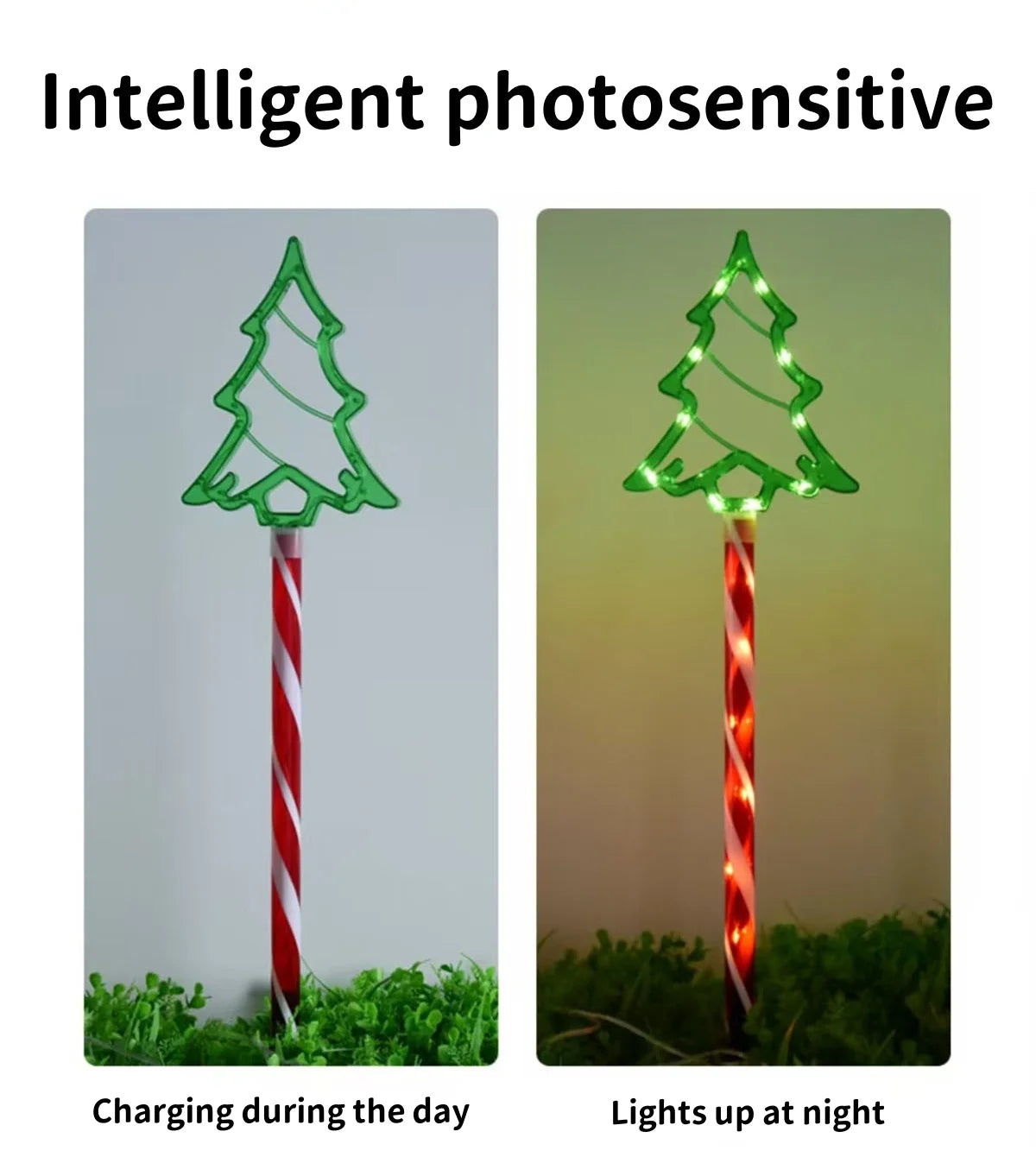 LED solar Christmas tree ground mounted lights suitable for courtyard and path atmosphere decoration lights, set of 5 pieces