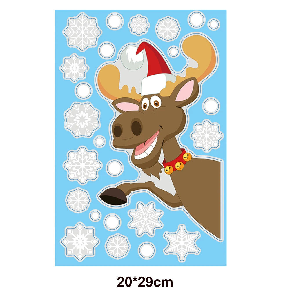Christmas Window Clings Stickers Holiday Snowflake Santa Claus Reindeer Decals Xmas Decals Window Stickers Christmas Decorations