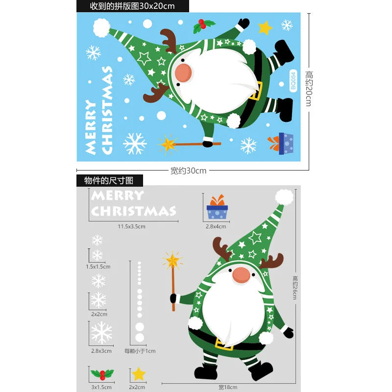 Christmas Window Clings Stickers Holiday Snowflake Santa Claus Reindeer Decals Xmas Decals Window Stickers Christmas Decorations