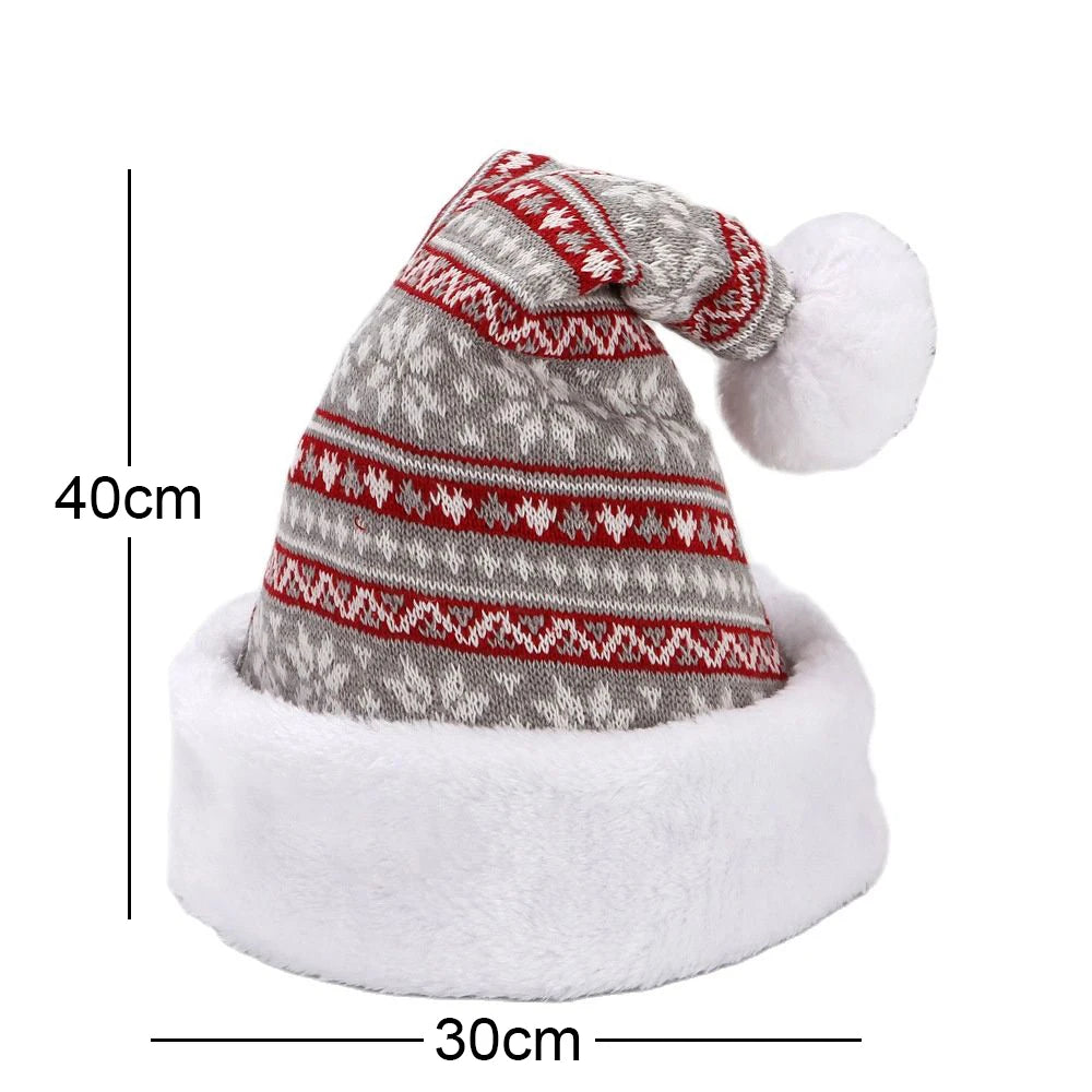 2025 New Snow Deer Knitted Woollen Christmas Hat 30*40cm Adult Children's Winter Hat Decoration Christmas Atmosphere Layout
