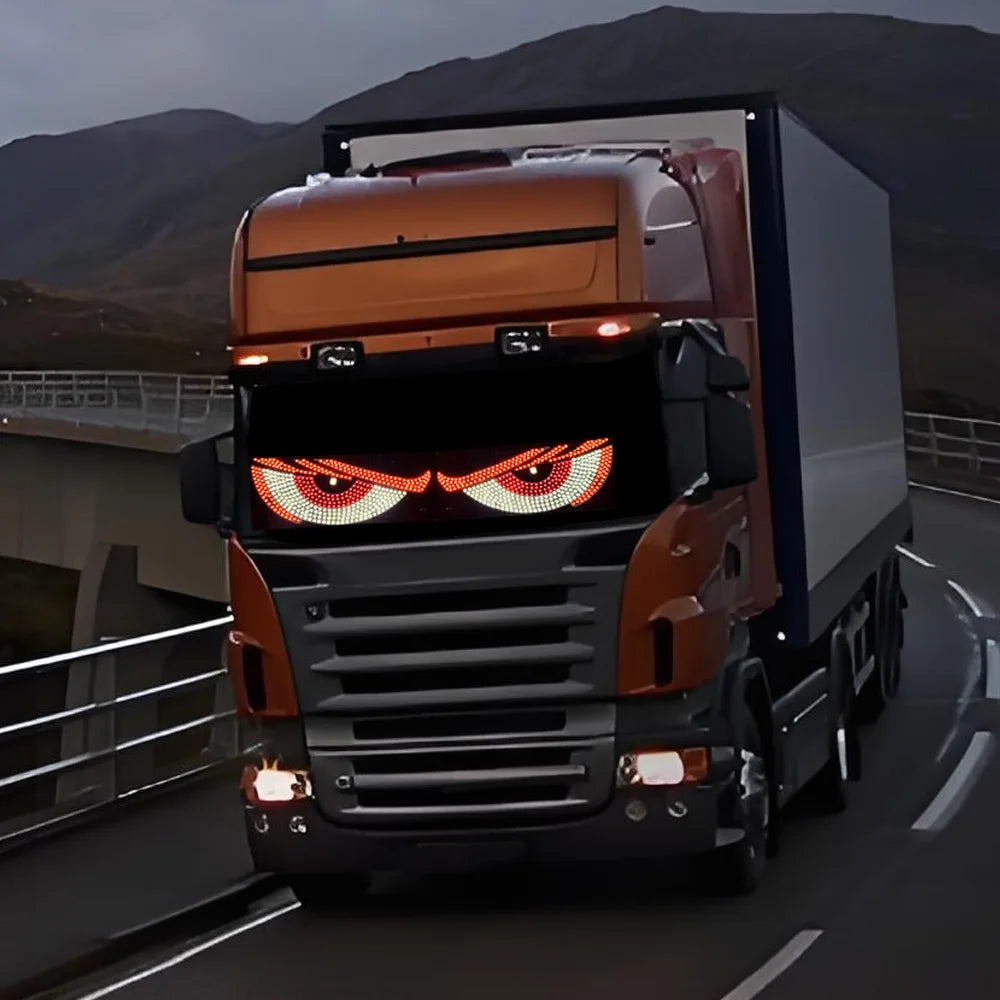 Flexile LED Windshield Display for Cars with Animated Blinking Demon EyesGeneral Motors Front and Rear Windshield Dynamic Light