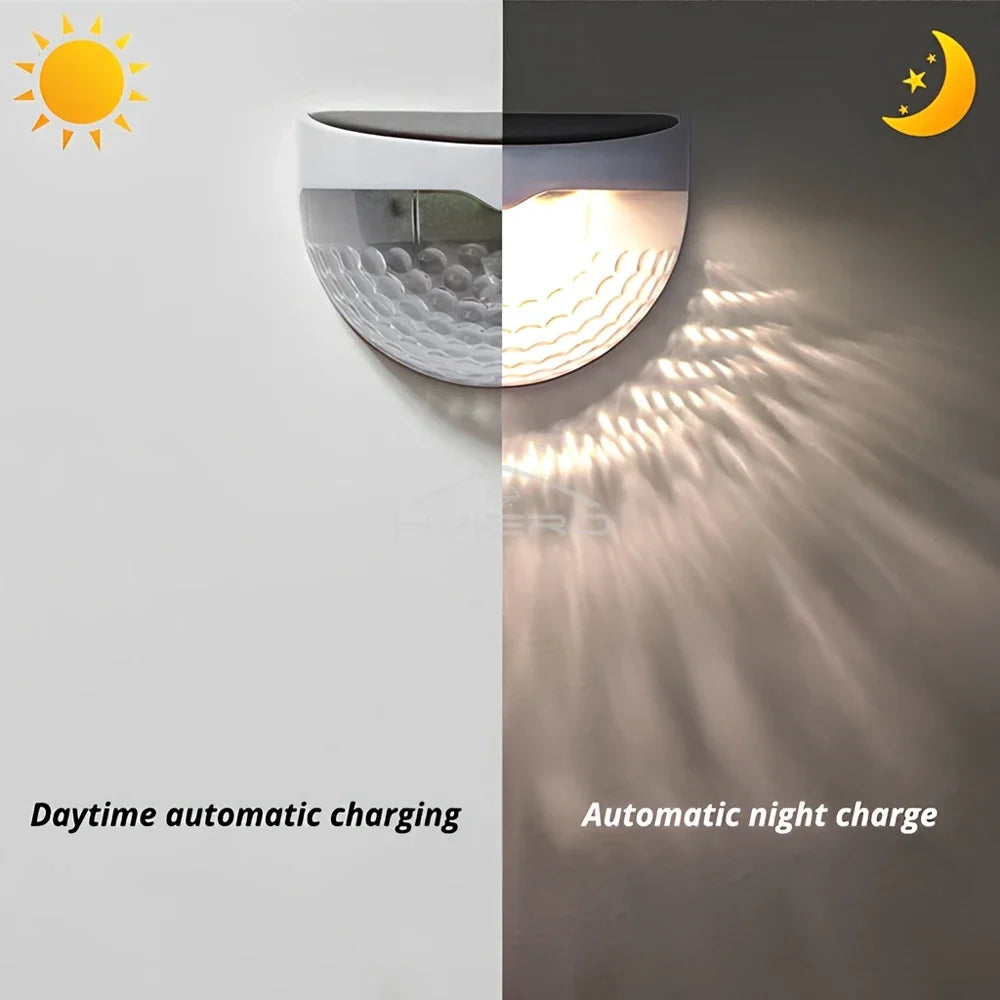 LED Solar Fence Lamp Outdoor Waterproof Wall Lights Corrugated Lights for Fence Terrace Garden Path Decorative Light Warm White