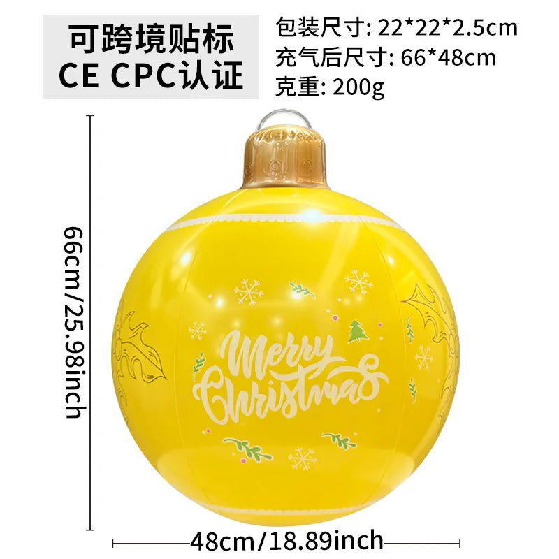 60cm Giant Luminous Inflatable Christmas Ball With No Lights Pvc Outdoor Xmas Decoration Ball Holiday Yard Lawn Porch Decor 2025