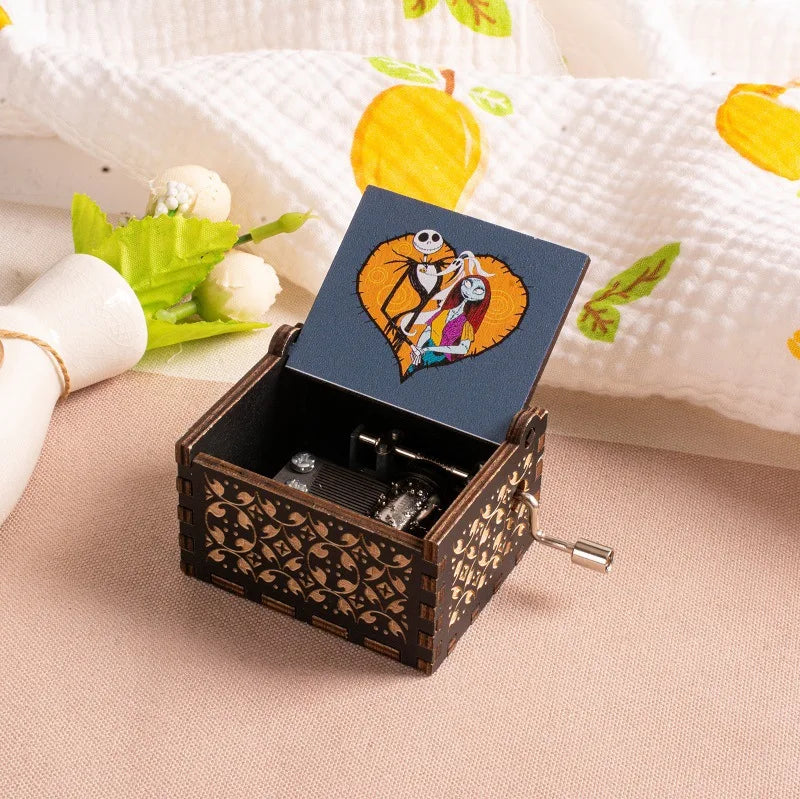 Merry Christmas Wooden Music Box Hand Cranked Movement Christmas Gifts for Children Birthday Present  Home Office Decoration