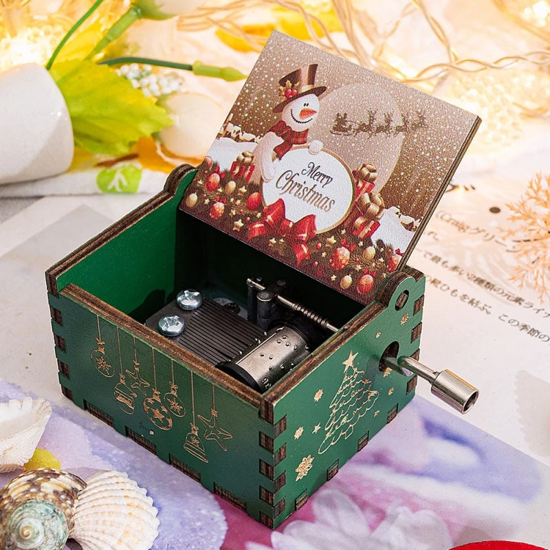 Christmas Halloween Music Box, Wooden Hand Crank Music Box, Merry Christmas, Birthday Present, Special Festival Home Decoration
