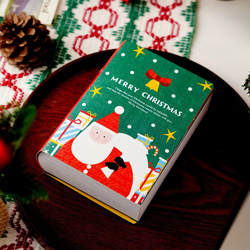 Merry Christmas Candy Boxes Magic Book Shaped Gift Box Santa Claus Packing Bag Navidad New Year Xmas Party Decoration