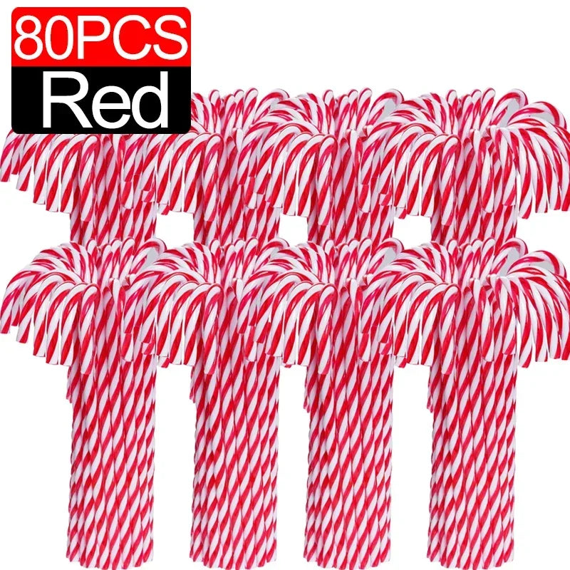 Acrylic Candy Cane Pendant Xmas Tree Twisted Crutch Hanging Ornament Happy New Year Christmas Party Home Decoration Red Green