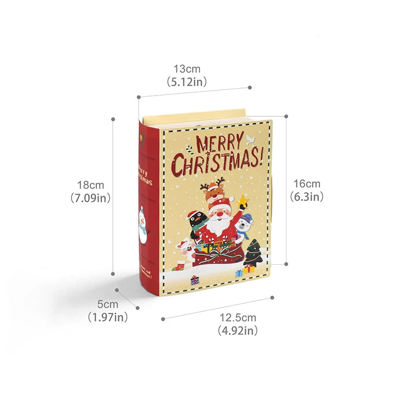 3/6pcs Merry Christmas Candy Gift Boxes Magic Book Santa Claus Gift Packing Box Bag Navidad New Year Xmas Party Decoration 2024