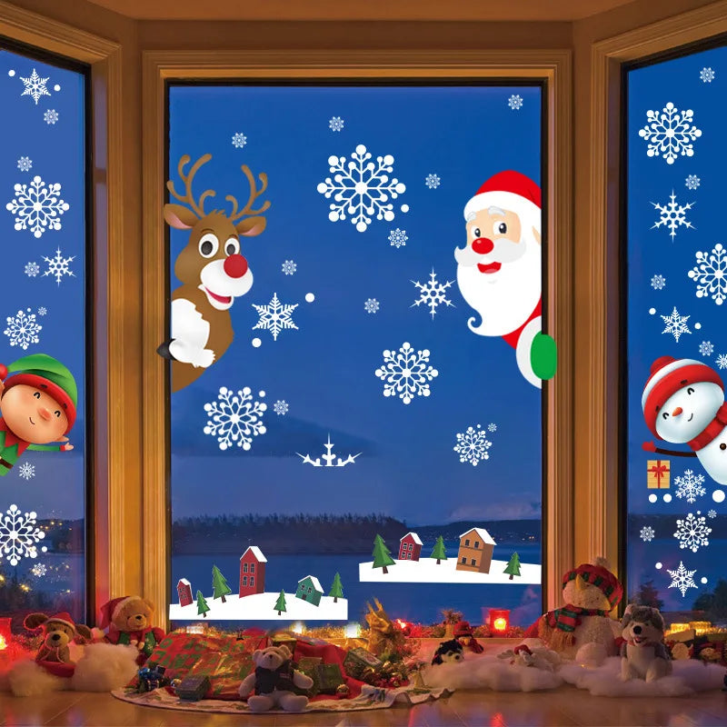 MissDeer Christmas Santa Claus Window Stickers Wall Ornaments Pendant Merry Christmas For Home Decor New Year Glass Decal