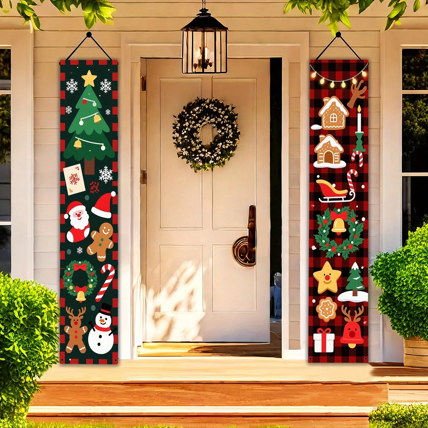 Christmas Couplets Door Decorations Santa Claus Gingerbread Man Snowman Festive Home Decoration Wall Art
