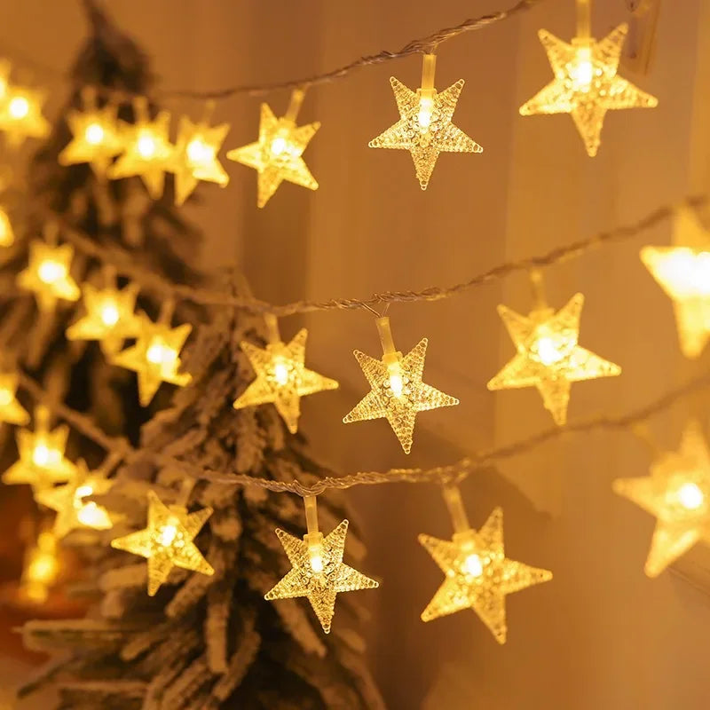 Christmas Tree Star Light String LED 10/20/40/80 Lights Night Decoration for Family Garden Party Atmosphere