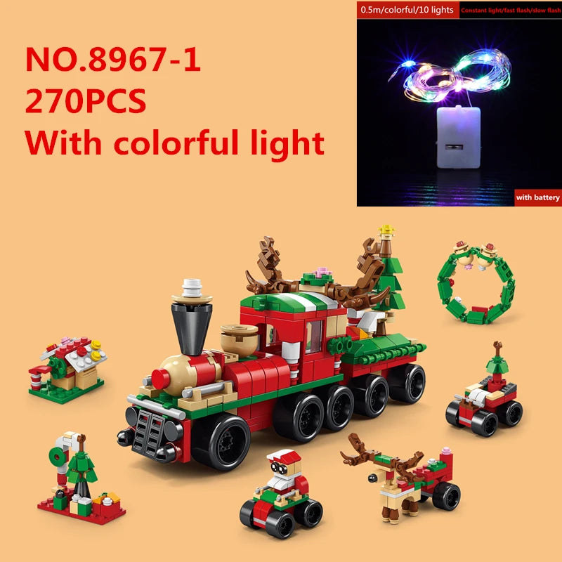 6 In 1 Upgraded Christmas Series Building Blocks Set With Light Creative Winter Village House DIY Bricks Toys For Kids Xmas Gift