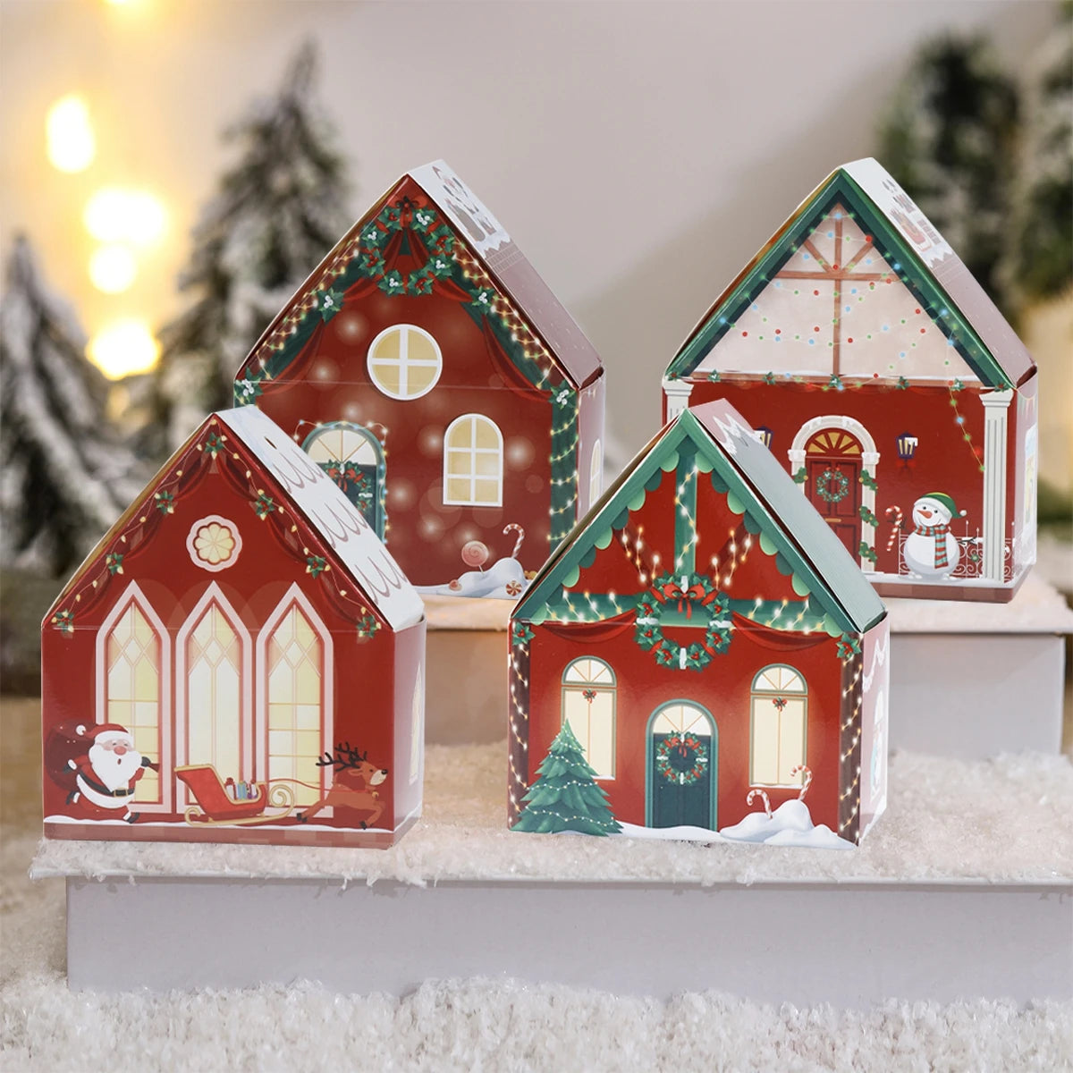 Christmas Gingerbread House Candy Box Merry Christmas Decoration For Home 2024 New Year Gift Cookie Packaging Box Xmas Ornament