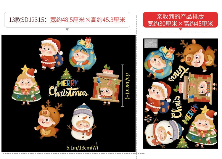 2024 New Christmas Decoration Window Stickers Santa Christmas Tree Window Glass Decal Poster New Year 2025 Decoration Stickers