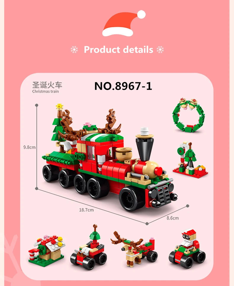 6 In 1 Upgraded Christmas Series Building Blocks Set With Light Creative Winter Village House DIY Bricks Toys For Kids Xmas Gift