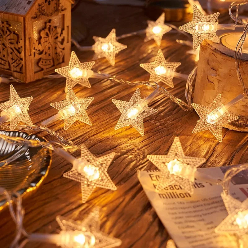 Christmas Tree Star Light String LED 10/20/40/80 Lights Night Decoration for Family Garden Party Atmosphere