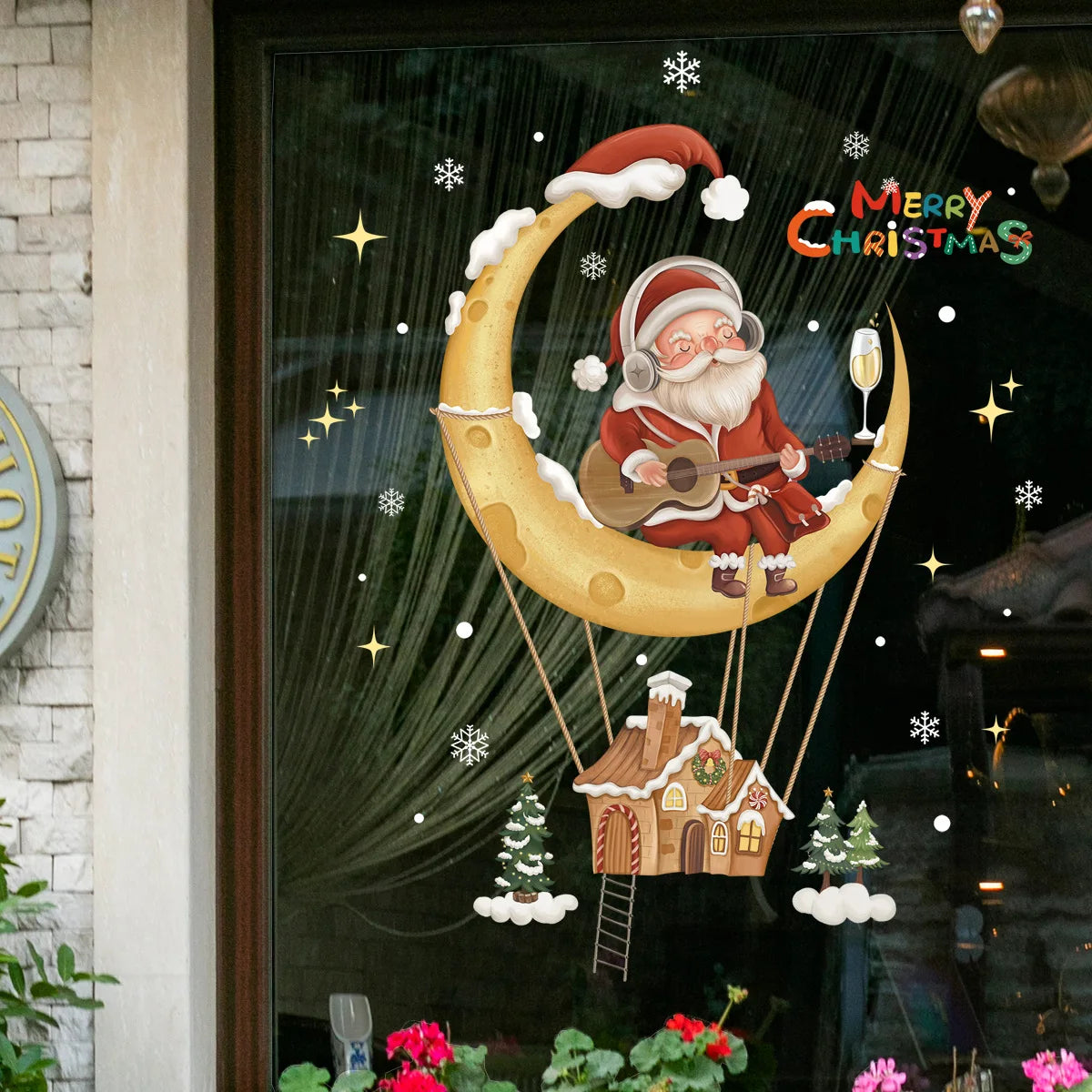 2024 New Christmas Decoration Window Stickers Santa Christmas Tree Window Glass Decal Poster New Year 2025 Decoration Stickers