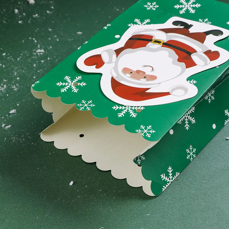 5pcs Christmas Paper Bags Creative Bow Snowflake Accompanying Candy Gift Bags Creative Cute Christmas Gift Bags