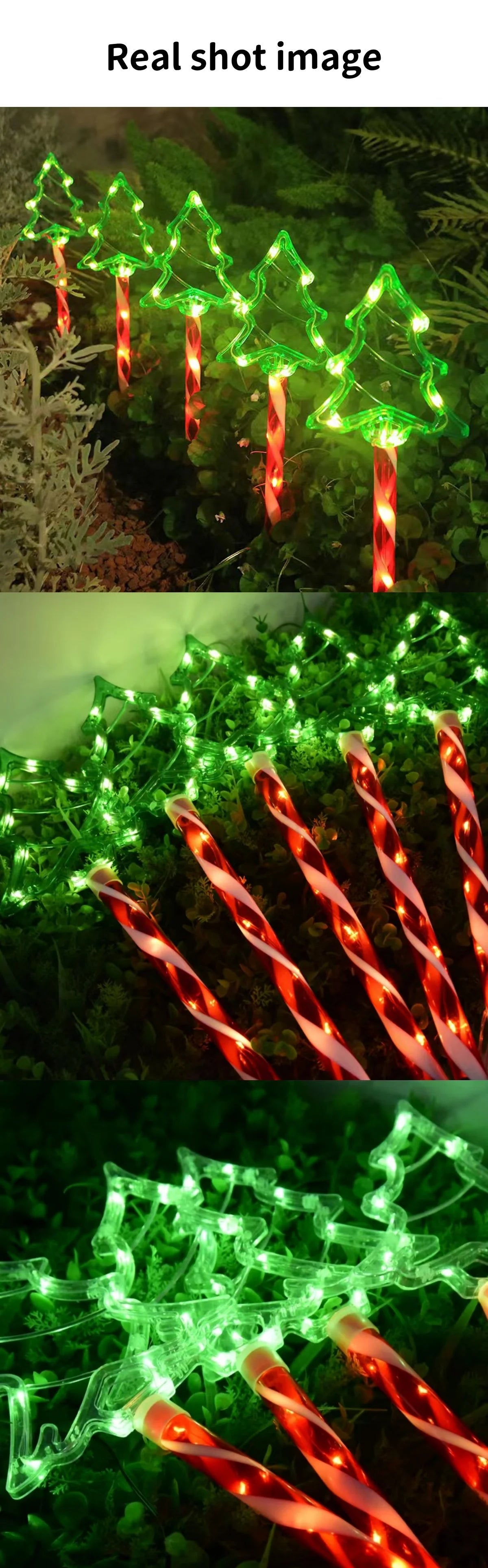 LED solar Christmas tree ground mounted lights suitable for courtyard and path atmosphere decoration lights, set of 5 pieces