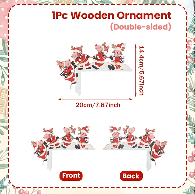 Christmas Wooden Ornament Christmas Party Decoration 2025 Xmas Santa Claus Snowman Pendants Navidad Natal New Year Gift 2026