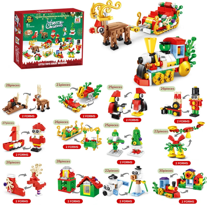 Christmas Gifts Micro Building Block Series Santa Claus Reindeer Puzzle Assembling Bricks Table Decoration Toys Children Kids
