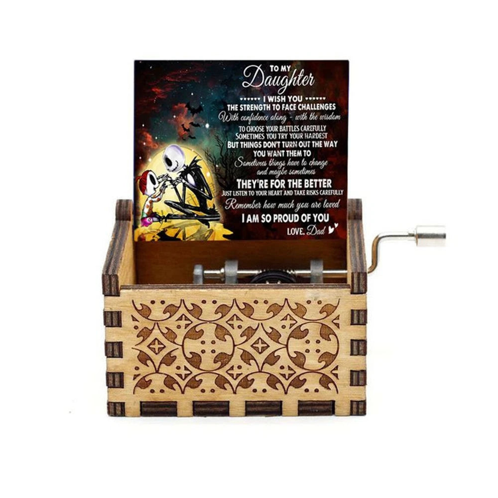 Merry Christmas Wooden Music Box Hand Cranked Movement Christmas Gifts for Children Birthday Present  Home Office Decoration