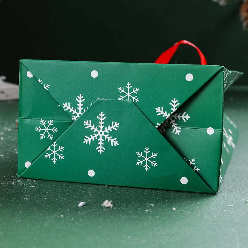 5pcs Christmas Paper Bags Creative Bow Snowflake Accompanying Candy Gift Bags Creative Cute Christmas Gift Bags