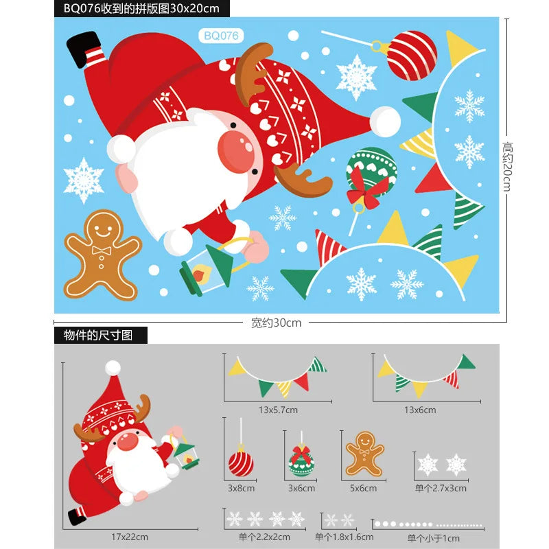 Christmas Window Clings Stickers Holiday Snowflake Santa Claus Reindeer Decals Xmas Decals Window Stickers Christmas Decorations