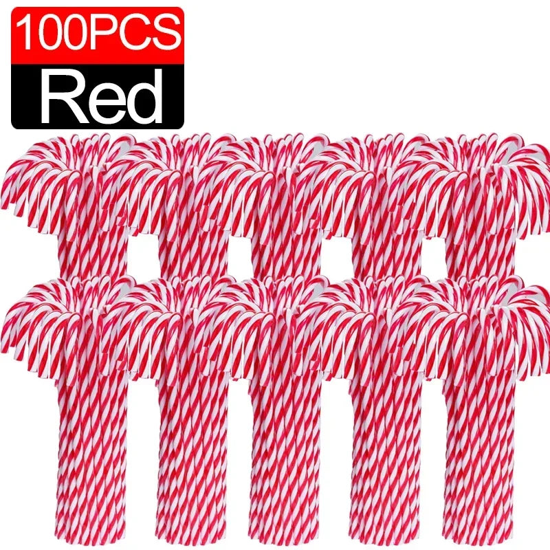 Acrylic Candy Cane Pendant Xmas Tree Twisted Crutch Hanging Ornament Happy New Year Christmas Party Home Decoration Red Green