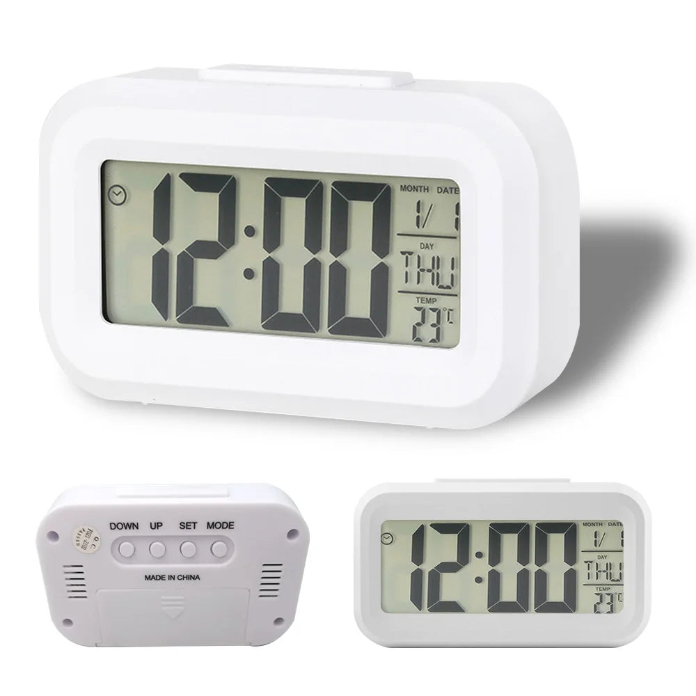 LED Digital Alarm Clock Electronic Digital Alarm Screen Desktop Clock For Home Office Backlight Snooze Data Calendar Desk Clocks