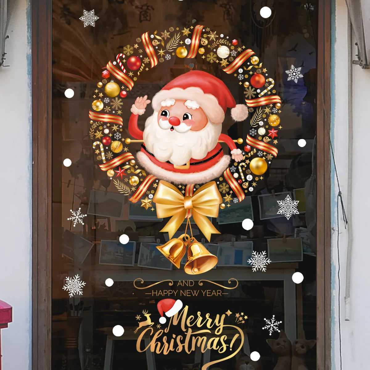 2024 New Christmas Decoration Window Stickers Santa Christmas Tree Window Glass Decal Poster New Year 2025 Decoration Stickers