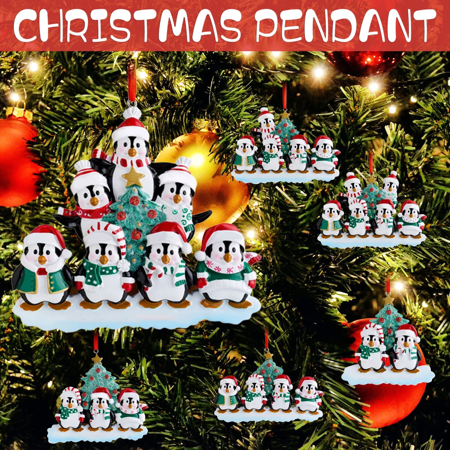 Personalized Family Christmas Ornament Cute Penguin Holiday Winter Gift 2021  Family Ornament Christmas Tree Decorations