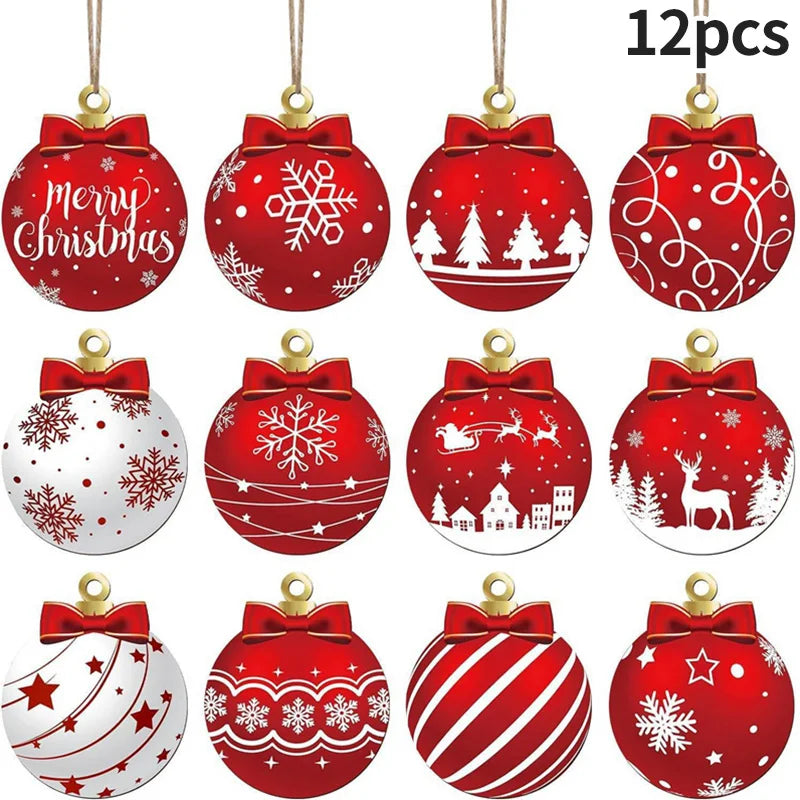 6/12/24/36PCS Christmas Balls Ornament Xmas Tree Hanging Bauble Pendant 2025 Christmas Decoration Home Party Photo Porps Navidad