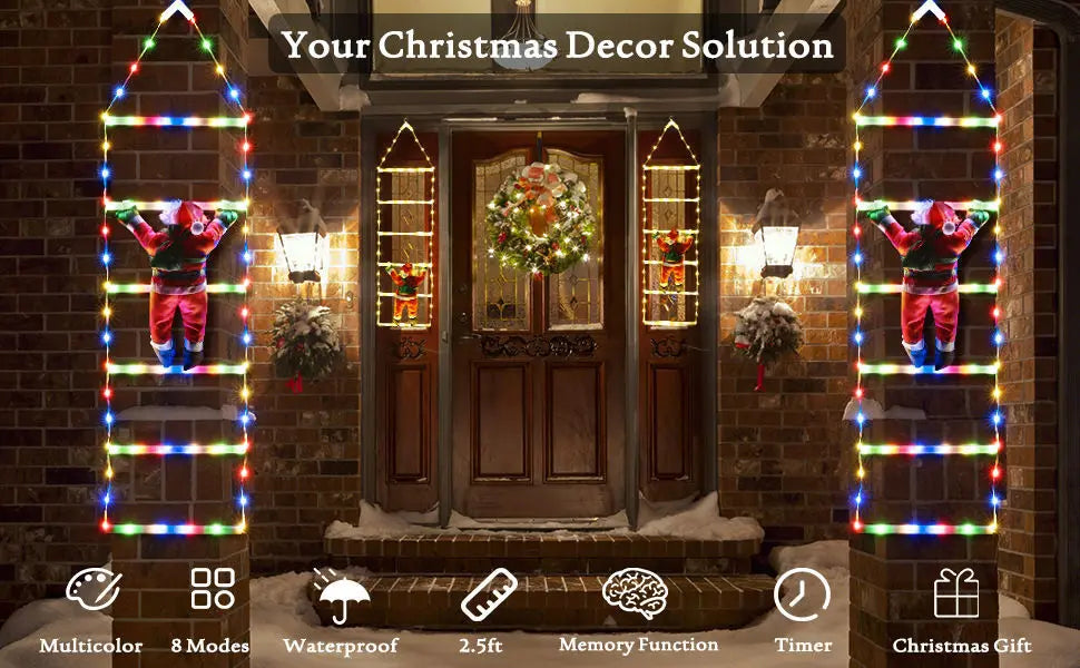 3M Santa Claus Climbing Ladder LED Hanging Light Christmas tree Ornament home garden outdoor christmas decorations navidad 2025