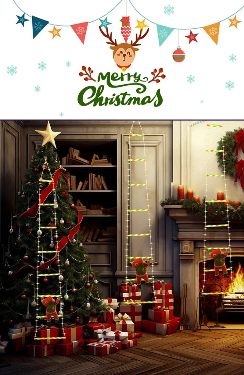 1/3M Santa Claus Climbing Ladder String Lights USB 8 Modes LED Lamp Christmas Decoration for Garden Cristmas Tree New Year Gift