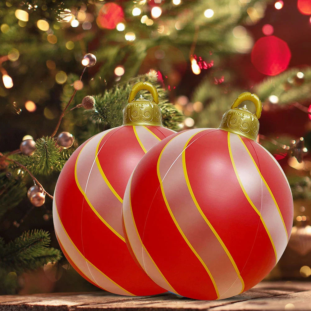 60cm Giant Inflatable Christmas Balls PVC Giant Big Large Balls Xmas Tree Decorations Toy Outdoor Xmas Holiday Yard Lawn Balls