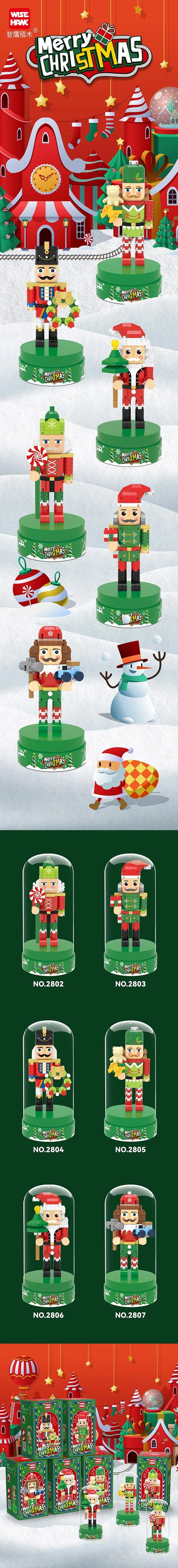 Retro Soldier Shaped Creative Miniature Building Block Model Christmas Home Ornament DIY Educational Kids Toys Holiday Gifts