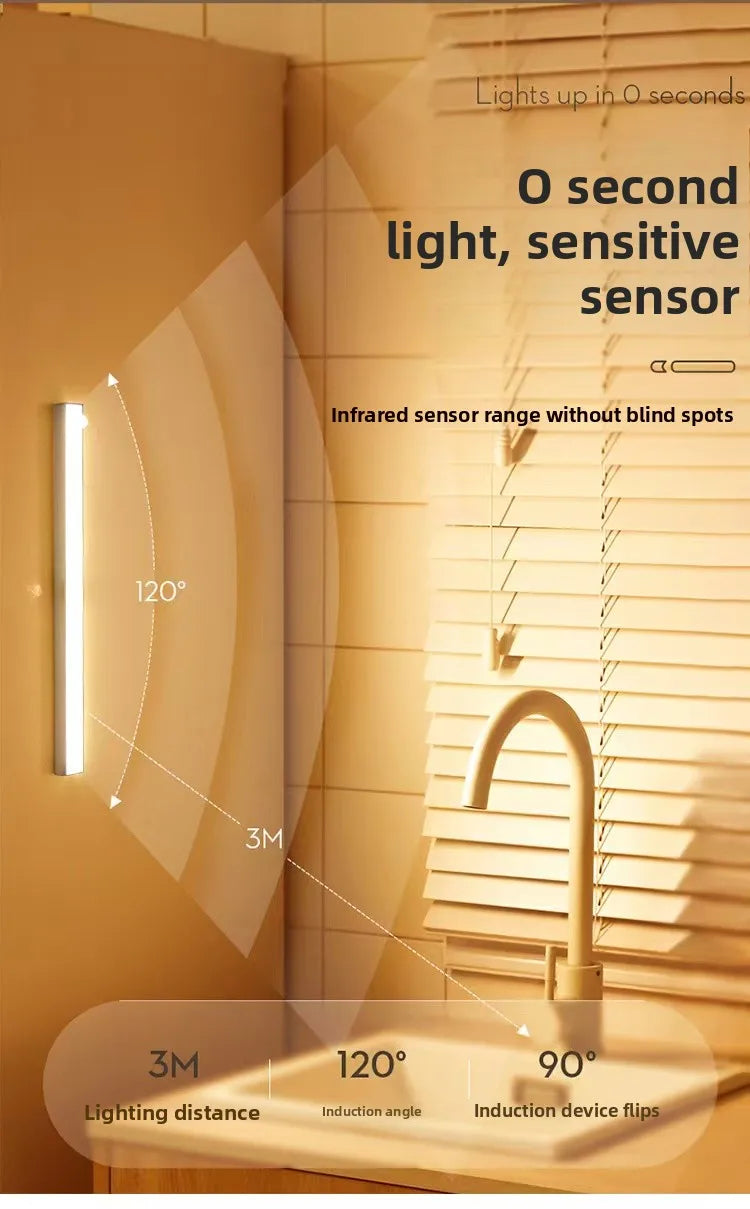 LED Motion Sensing Light Wireless USB Rechargeable Motion Detection Suitable for Kitchen Wardrobe Corridor and Staircase Lights